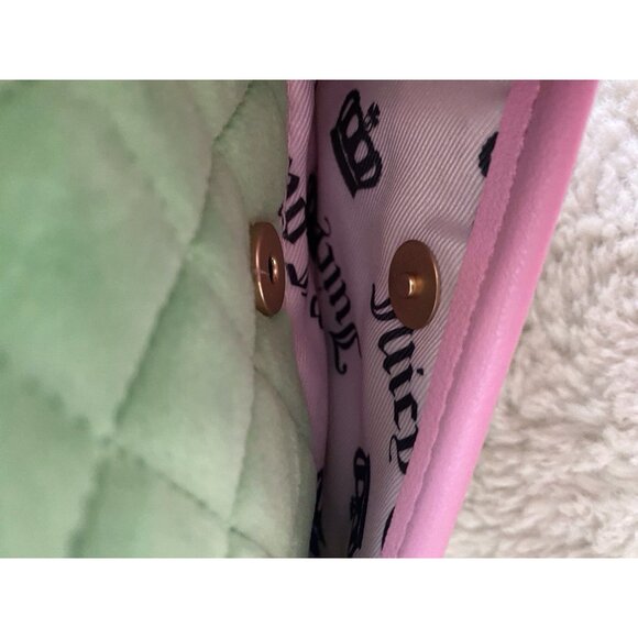 Juicy Couture Juicy Tale Shoulder Bag Retro Green Pink Quilted Bag Purse NEW - Picture 9 of 16
